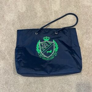 PINK Victoria's Secret Navy Shoulder Bag with Green Emblem